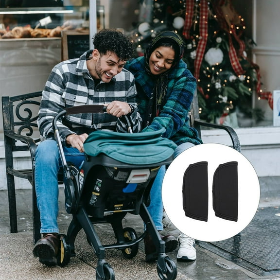 BESTYASH 2Pcs pram accessories Black Neoprene handles covers Easy to Clean