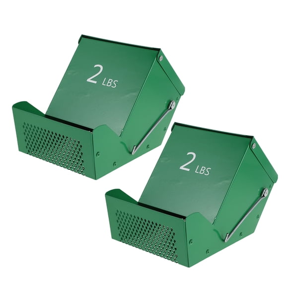 BESTYASH 2Set Green Metal Small Animal Feeder with Lid Large Capacity Airtight Food Dispenser for Rabbits Guinea Pigs
