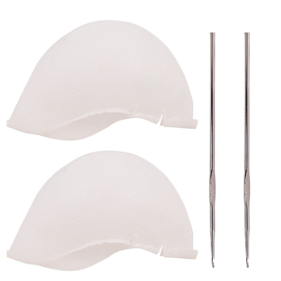 BESTYASH 2Set White Silicone Hair Highlighting Cap with Needle Tool for Precise Hair Dyeing