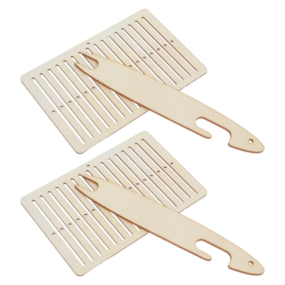 BESTYASH 2-Piece Wooden Bracelet Braiding Board and Shuttle Set for Hand Weaving, Craft Projects, Jewelry Making Beige