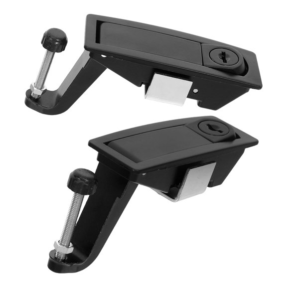 BESTYASH 2Sets Lockable Electric Cabinet Latch Black with Keyed Paddle Lock for Security