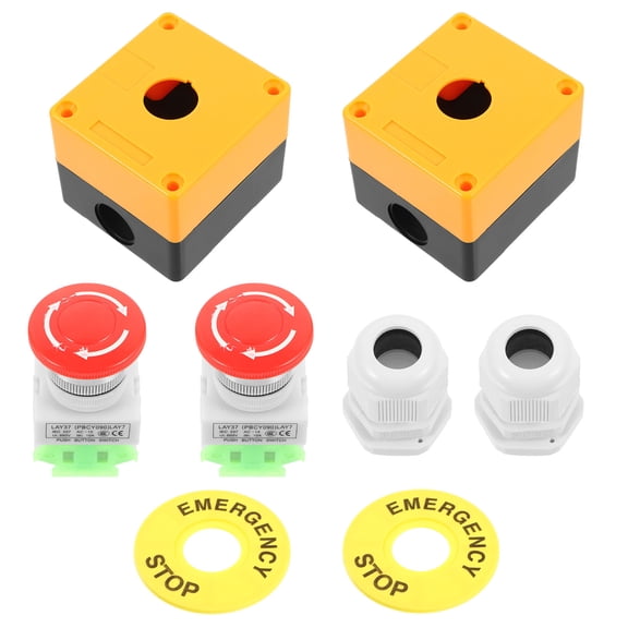 BESTYASH 2-Pack Emergency Stop Button Station for Workplace Safety with Plastic Housing and Easy Installation