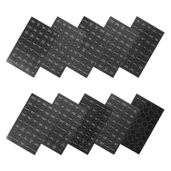 BESTYASH Round Spice Labels Stickers Black Adhesive for Home Use 2Sets