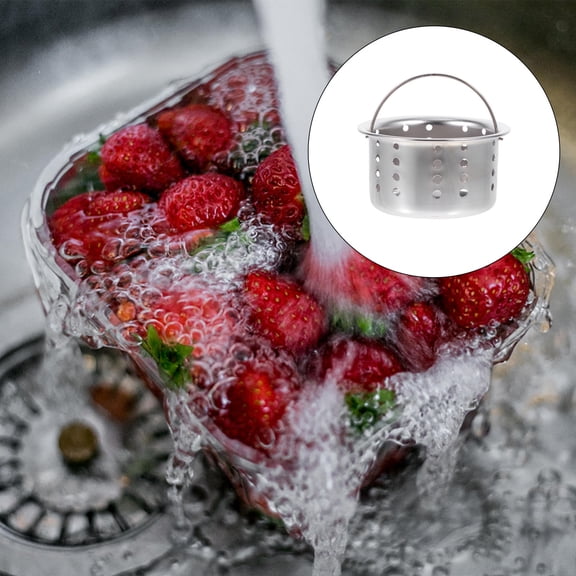 BESTYASH 2Sets Silver Kitchen Sink Strainer Basket Stainless Steel Filter Cover with Handle