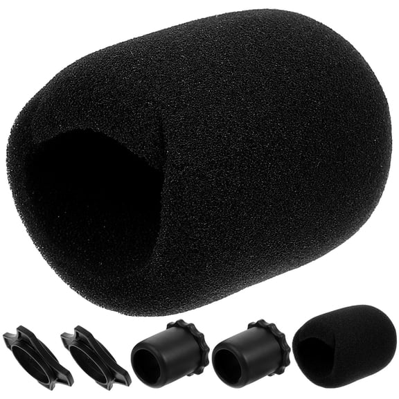 BESTYASH 2Sets Sponge Microphone Covers Black Soft Mic Sleeve for Live Streaming Stage and Interview