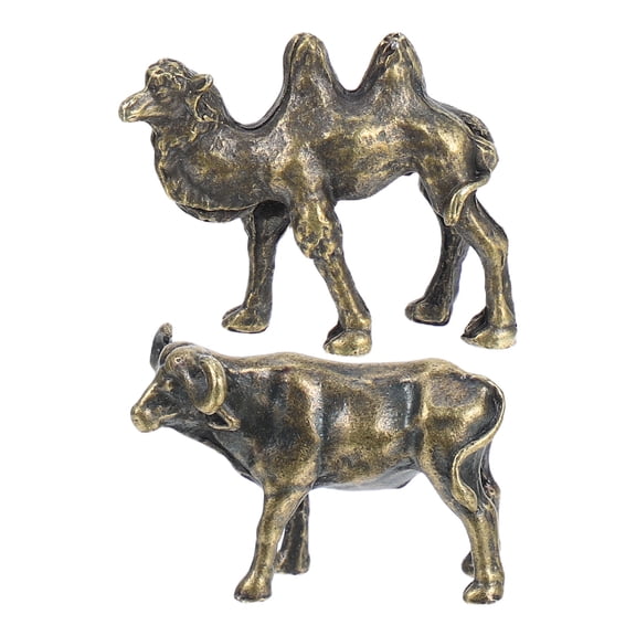 BESTYASH Set of 2 Copper Bull Figurines Alloy Desktop Decorations Collectible Home Decor