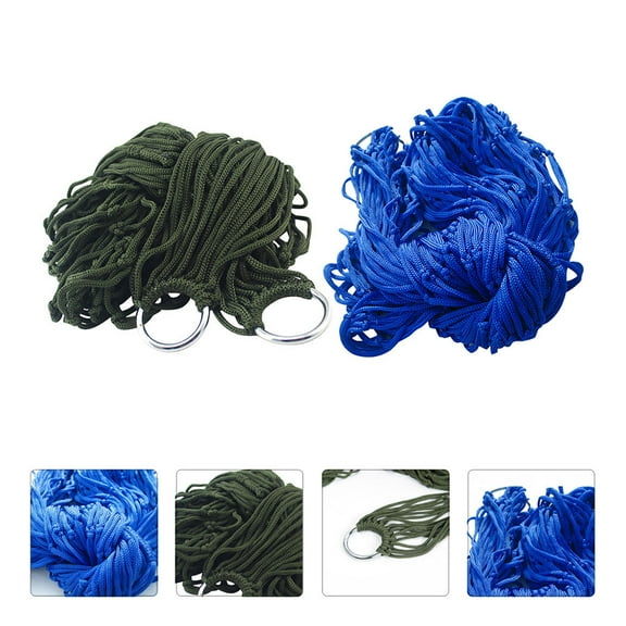 BESTYASH 2-Pack Nylon Hammock Swing Hanging Bed for Camping, Olive Green, Perfect for Family Outdoor Relaxation