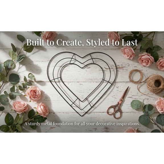 BESTYASH 2pcs Heart Wire Wreath Form Iron Frame for DIY Wedding Decor