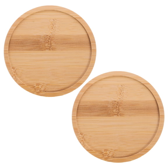 BESTYASH 2pcs Round Wood Plate Rustic Snack Server Wood Serving Drinks and Foods for Family Friends