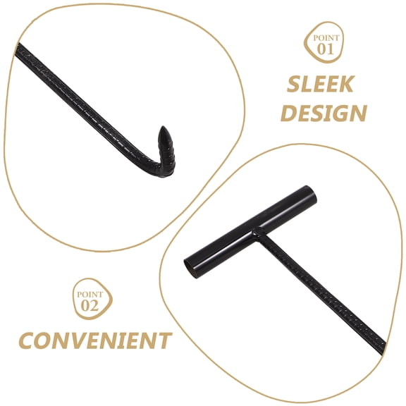 BESTYASH 2pcs T Hook Manhole Puller Heavy Duty Steel Hook Black for Garden Equipment