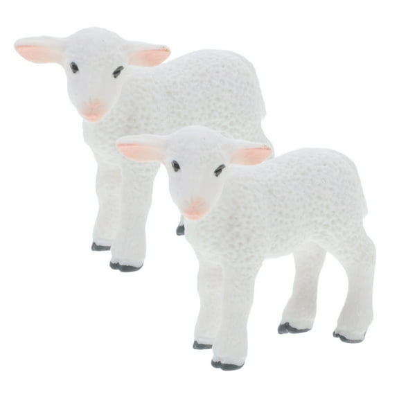 BESTYASH 2pcs White Lamb Statues: Ceramic Standing Sheep Figurines for Garden Wedding Party Decor