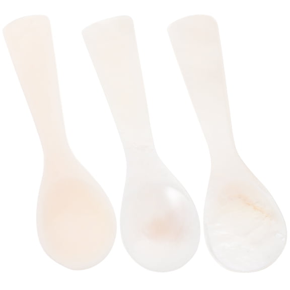 BESTYASH 3Pcs White Decorative Shell Spoons for Dessert Coffee Honey and Beverages