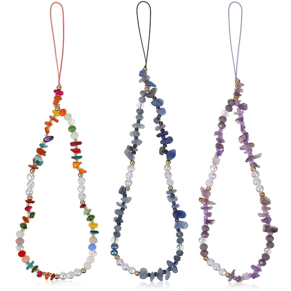 BESTYASH 3 Pcs Crystal Phone Charm Strap Phone String Charm Nylon String Elegant Color Matching Girls