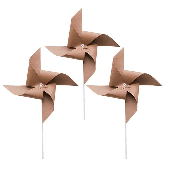 BESTYASH 3 Pcs Paper Windmill Kraft Paper Vintage Pinwheels for Garden Use