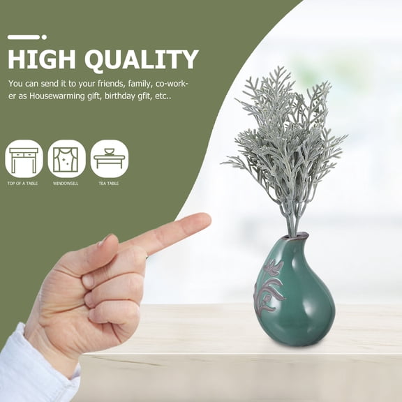 BESTYASH 3 Pcs Realistic Faux Plants Green Nandina Faux Branches Silk Cloth Stage Decoration