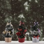BESTYASH Set of 3 Small Decorative Tabletop Trees, Fireproof Flame Retardant PVC Holiday Decor