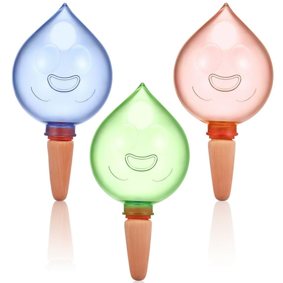 BESTYASH Set of 3 Plastic Irrigation Stake Waterers for Garden with Round Shape Watering Globes