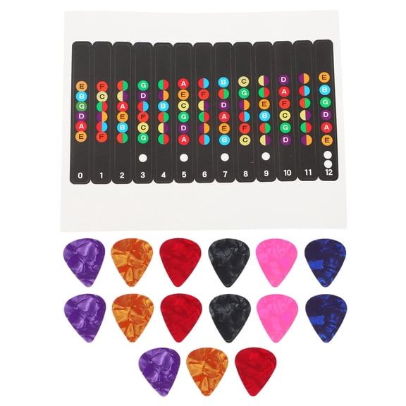 BESTYASH 3 Sets of Guitar Note Stickers PVC Guitar Pick Set for Beginner Design