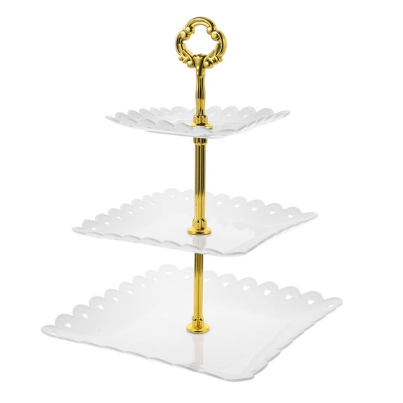 BESTYASH 3 Tier White Cupcake Holder Rustic Tiered Serving Tray Easy Assemble Party Dessert Stand