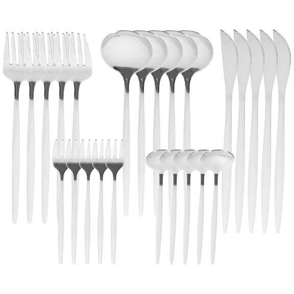 BESTYASH 30 Pcs Silver Stainless Steel Cutlery Set Heavy Duty for Barbecues Household