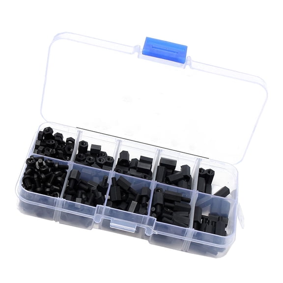 BESTYASH 300Pcs Black Nylon Hex Nut Screw Standoff Insulated for Home Equipment