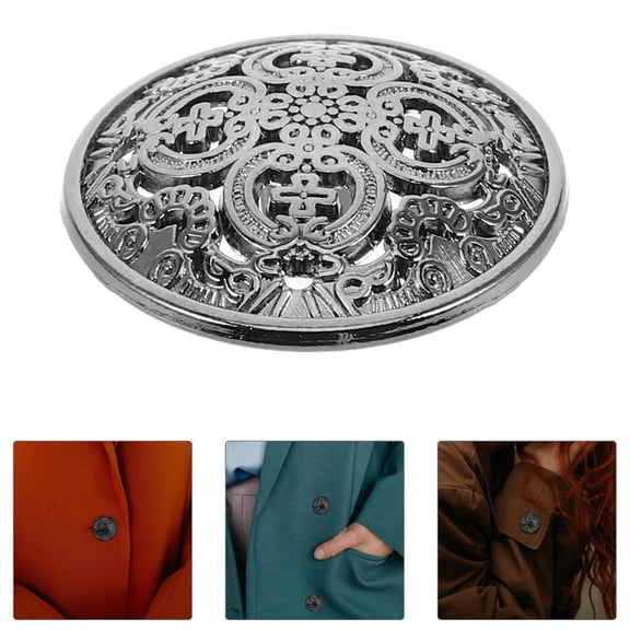 BESTYASH 30Pcs Black Metal Button for Coat Rugged Hollow Design Decorative Sewing Fastener