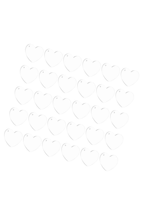 30 Pieces Clear Acrylic Heart Blanks with Hole for Keychain and Custom Jewelry Craft Projects