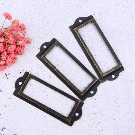BESTYASH 30Pcs Coffee Antique Style Label Pull Handle for Cabinet Drawer File Case with Screws Included