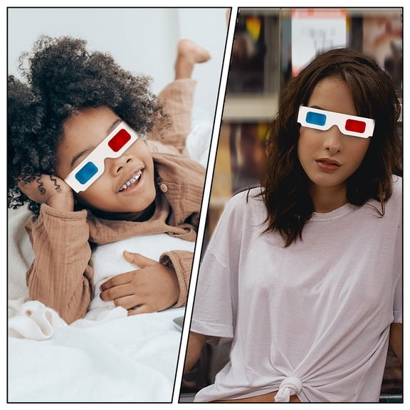 BESTYASH 30Pcs Disposable 3D Movie Glasses White Cardboard Frames for Anaglyph Video Viewing