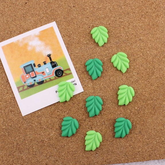 BESTYASH 30Pcs Green Leaf Push Pin Desk Accessories for Home Office Decorative and Craft Use