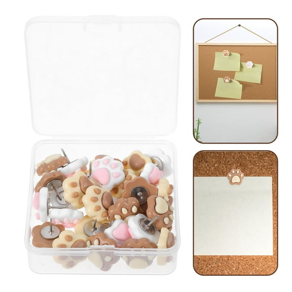 BESTYASH 30Pcs Cute Animal Paw Push Pins Resin and Metal Desk Accessories for Office Decor