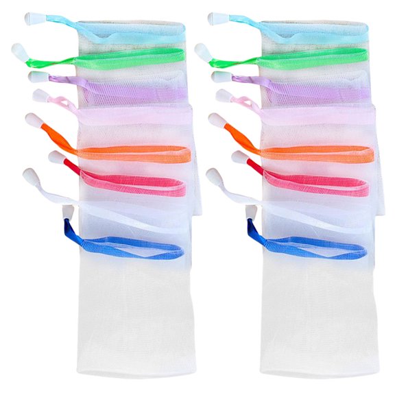 BESTYASH 30Pcs Soap Net Pouch with Rope for Hanging and Storing Soap Assorted Colors Comfortable