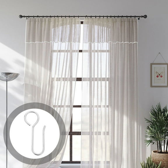 BESTYASH 30pcs Curtain Rings With Hooks Silver Iron S Shaped Ideal For Ceiling Curtain Drape Track Homeowners