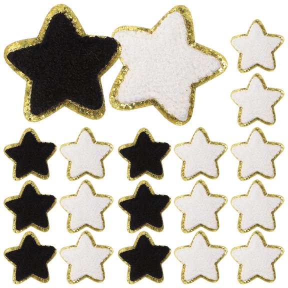 BESTYASH 32-Piece Appliques with Glitter Edges for Iron- Clothes, Jackets, Bags, and Accessories