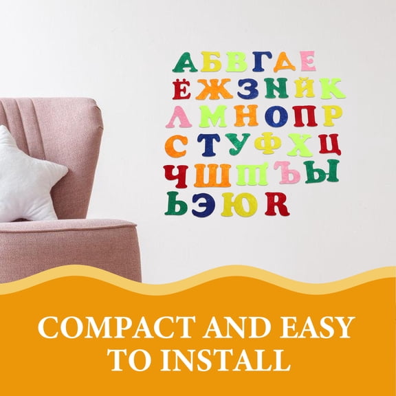 BESTYASH 34 Pieces Russian Alphabet Stickers Felt Multi Letters Stickers For Classroom Use Early Education Design