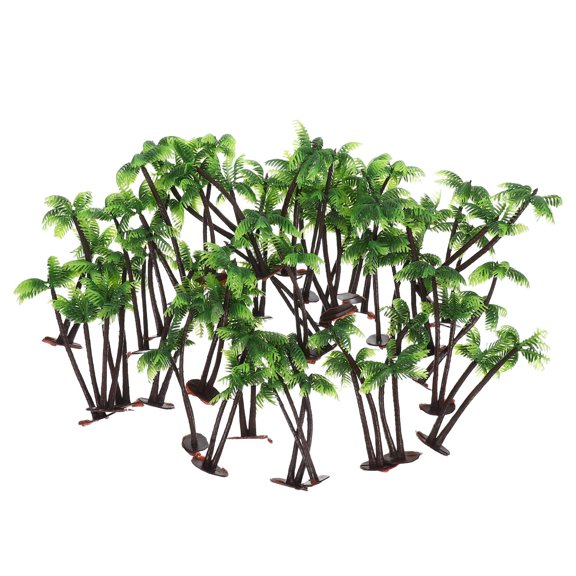 BESTYASH Green Coconut Tree Decorative Model Set, 36 Pieces Lifelike Landscape Scenery for Home and Garden