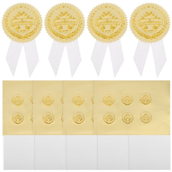 BESTYASH 36Set White Medal Stickers for Awards Decorative Paper Stickers for Party Games and Ceremonies