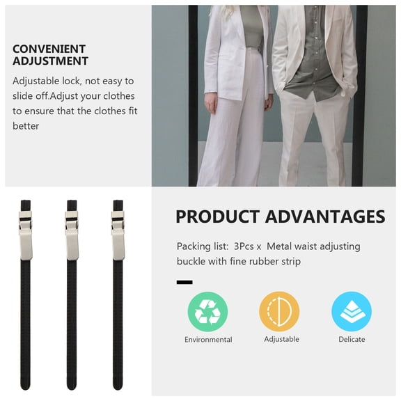 BESTYASH 3Pcs Adjustable Trousers Hook Black Metal Pants Hook Buttons Sewing Accessory for Waist