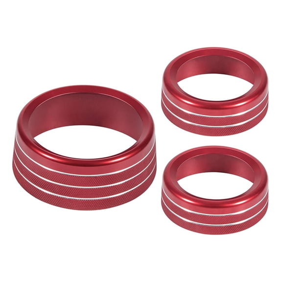 BESTYASH 3Pcs Durable Red Air Conditioning Knob Cover Aluminum Alloy Button Trim