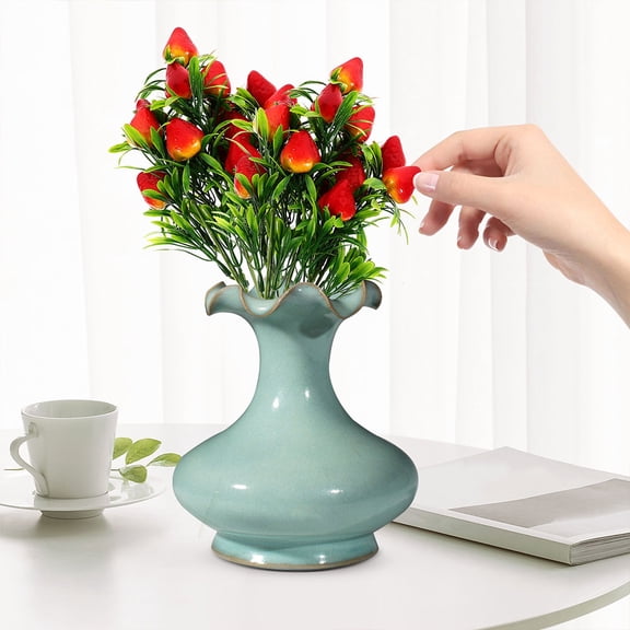 BESTYASH 3Pcs Artificial Strawberry Bunches Reusable Faux Fruit Stems for DIY Decor
