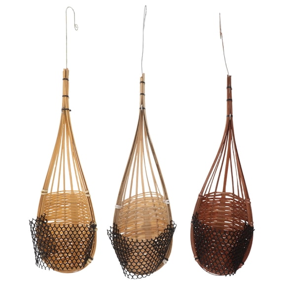 BESTYASH 3Pcs Bamboo Woven Orchid Pots with Drainage for Wall Mounted Garden Hanging Planter