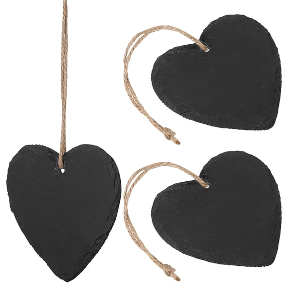 BESTYASH 3Pcs Black Hanging Labels with Heart Design and Jute Rope for Multipurpose Decorative Use