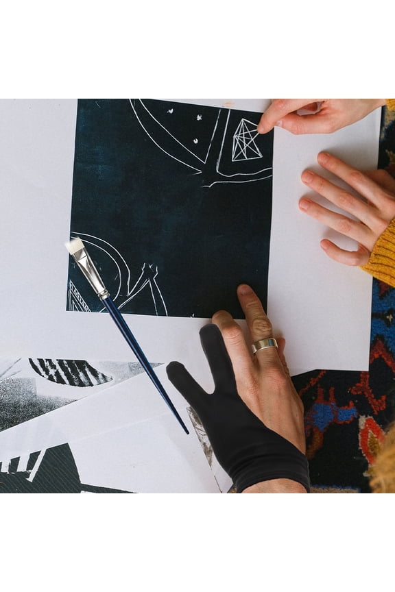 3Pcs Black Painting Gloves Two Finger Elastic Glove for Graphics and Sketch Artists