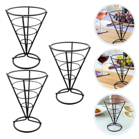 BESTYASH Cone Shaped French Fries Serving Cone Stainless Steel 3pcs