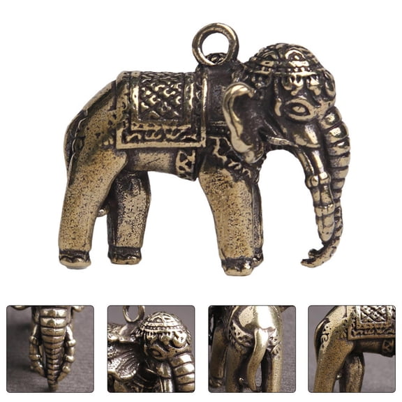 BESTYASH Set of 3 Brass Elephant Figurine Keychains, Decorative in Elegant Finish