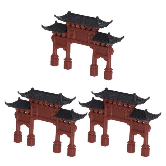 BESTYASH 3Pcs Brown Antique Style Building Model for Home Decor and Garden