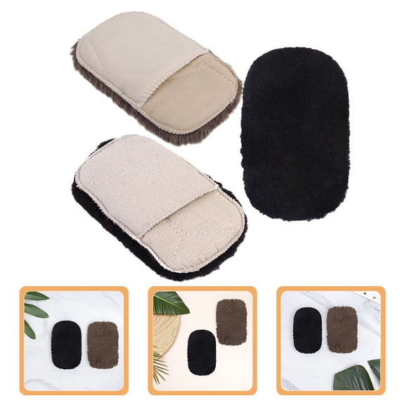 BESTYASH 3Pcs Brown Plush Gloves for Shoe Polishing Care with Large Thick Design for Cleaning