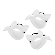 BESTYASH DIY Unpainted White Fox Mask for Parties and Masquerades 3Pcs