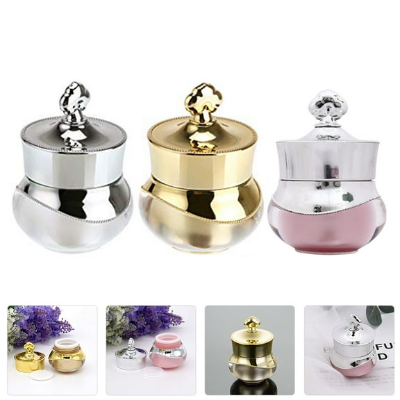 BESTYASH 3Pcs Crown Makeup Jars Convenient Face Cream Travel Containers Assorted Colors