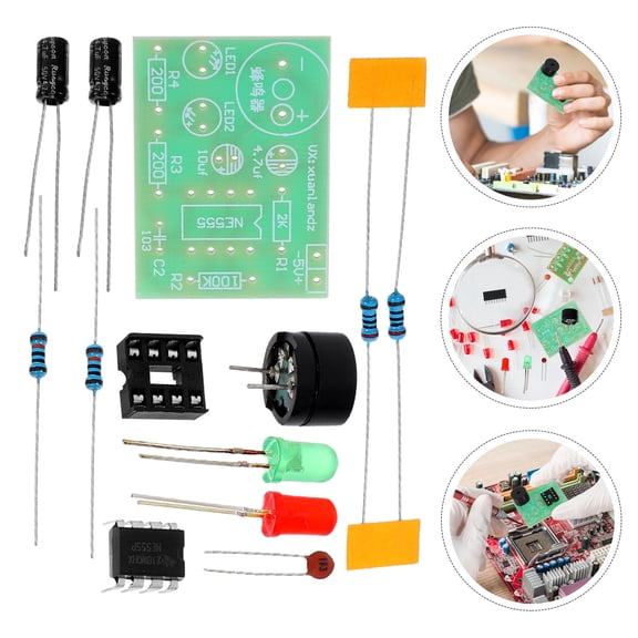 BESTYASH 3Pcs DIY Electronics Training Board 555 Timer Circuit Dual LED Flasher Kit Ne555 Astable Multivibrator